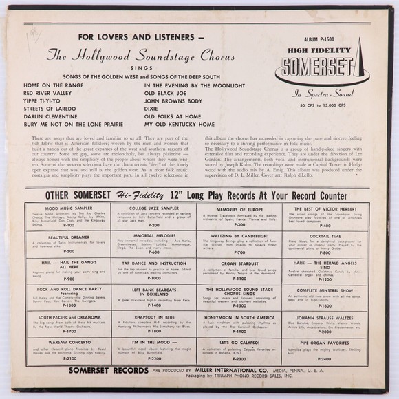 Hollywood Soundstage Chorus Songs Of The Golden West / Deep South 1958 LP Record - Picture 2 of 16